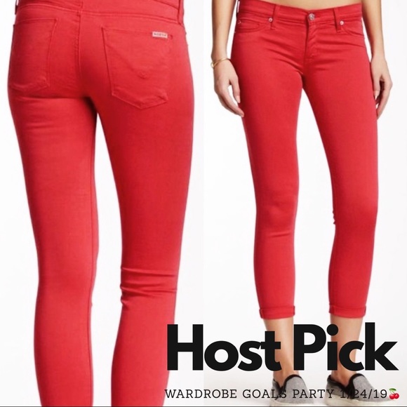 Hudson Jeans Denim - Hudson Crop Harkin Red supr skinny cuff stretch 25